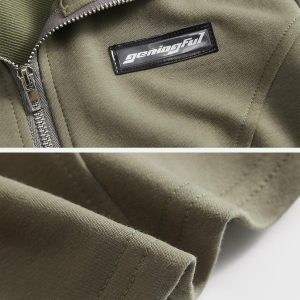 Concert Outfit Solid Zip Up Cropped Tee