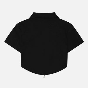 Concert Outfit Solid Zip Up Cropped Tee