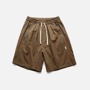 Concert Outfit Solid Zip Up Pocket Shorts