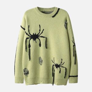Concert Outfit Spider Distressed Oversized Sweater