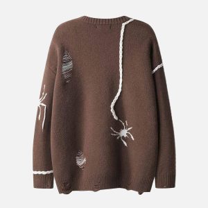 Concert Outfit Spider Distressed Oversized Sweater