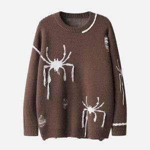 Concert Outfit Spider Distressed Oversized Sweater