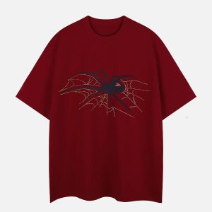 Concert Outfit Spider Hotfix Rhinestones Print Tee