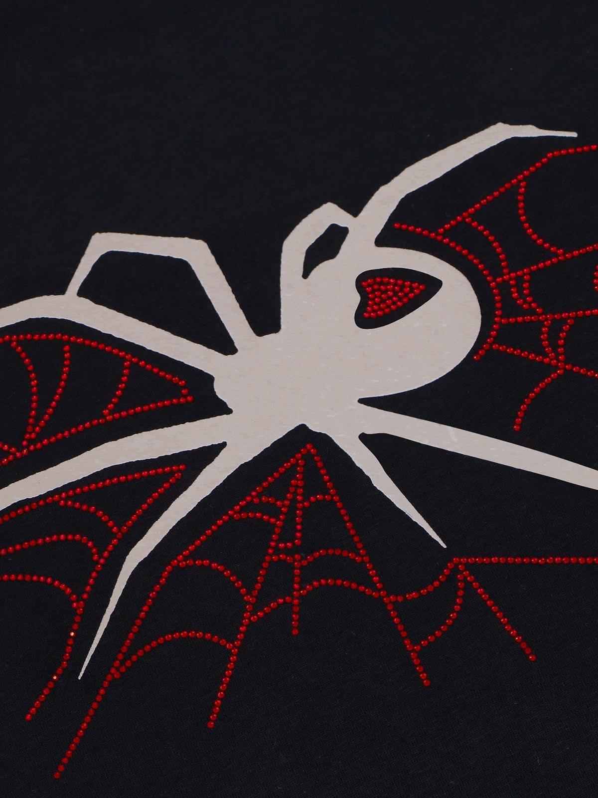 Concert Outfit Spider Hotfix Rhinestones Print Tee Concert Outfit Spider Hotfix Rhinestones Print Tee