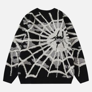Concert Outfit Spider Knit Crew Neck Sweater