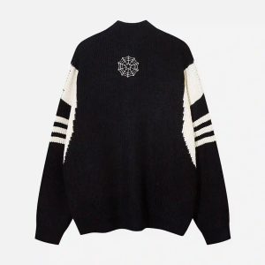 Concert Outfit Spider Web Stand Collar Zip-Up Cardigan
