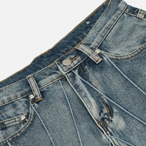 Concert Outfit Spider Web Topstitched Loose Jeans