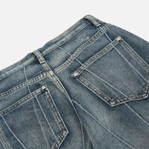 Concert Outfit Spider Web Topstitched Loose Jeans