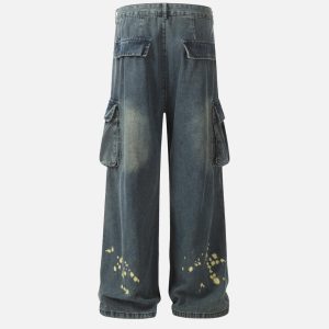 Concert Outfit Splash-Ink Washed Baggy Jeans