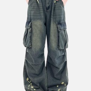 Concert Outfit Splash-Ink Washed Baggy Jeans