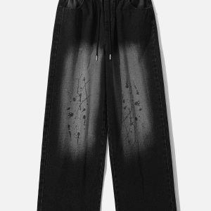 Concert Outfit Splash Ink Washed Loose Jeans