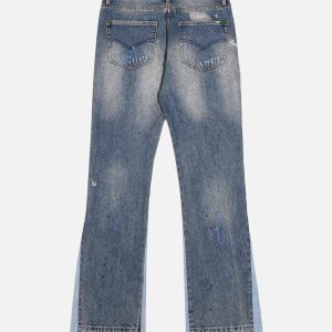 Concert Outfit Splashing Ink Micro Horn Deconstruction Stitching Jeans