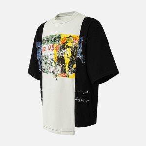 Concert Outfit Spliced Deconstruction Print T-Shirt