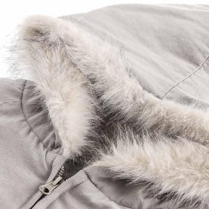 Concert Outfit Spliced Fur Hooded Quilted Jacket