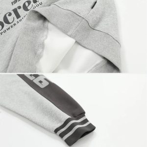 Concert Outfit Spliced Letter Print V-Neck Sweatshirt