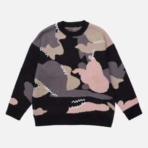 Concert Outfit Splicing Abstraction Graphic Sweater