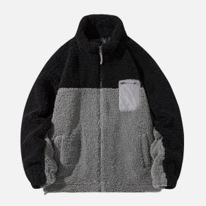 Concert Outfit Splicing Sherpa Winter Coat