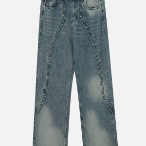 Concert Outfit Splicing Water-Wash Jeans