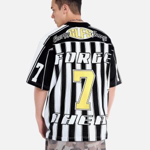 Concert Outfit Sports Letter Stripe Print Jersey T-Shirt