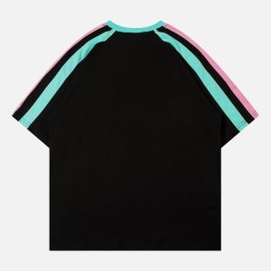 Concert Outfit Sports Style Color-Blocked Splicing T-Shirt