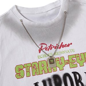 Concert Outfit Spray- Painted Letter Print Necklace Vest