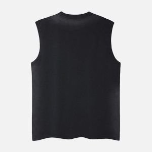 Concert Outfit Spray- Painted Letter Print Necklace Vest