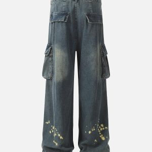 Concert Outfit Spray-Painted Reverse Pleated Cargo Jeans
