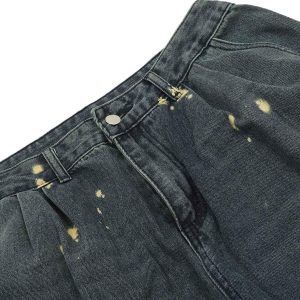 Concert Outfit Spray-Painted Reverse Pleated Cargo Jeans