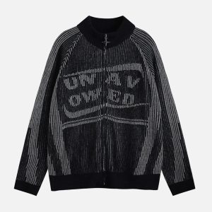 Concert Outfit Stand Collar Cardigan Zip Up Sweater