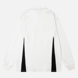 Concert Outfit Star Color-Blocking Long Sleeve Quarter Zipper Shirt