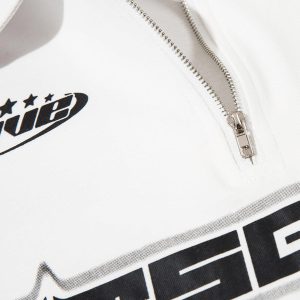 Concert Outfit Star Color-Blocking Long Sleeve Quarter Zipper Shirt