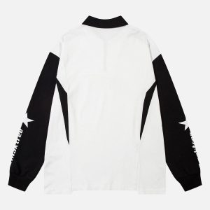 Concert Outfit Star Contrast Color Long Sleeve Quarter Zipper Shirt