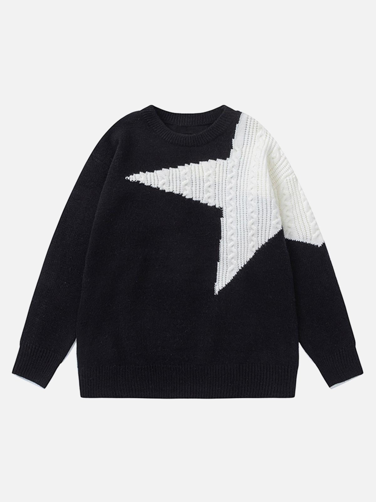 Concert Outfit Star Contrast Knit Sweater Concert Outfit Star Contrast Knit Sweater