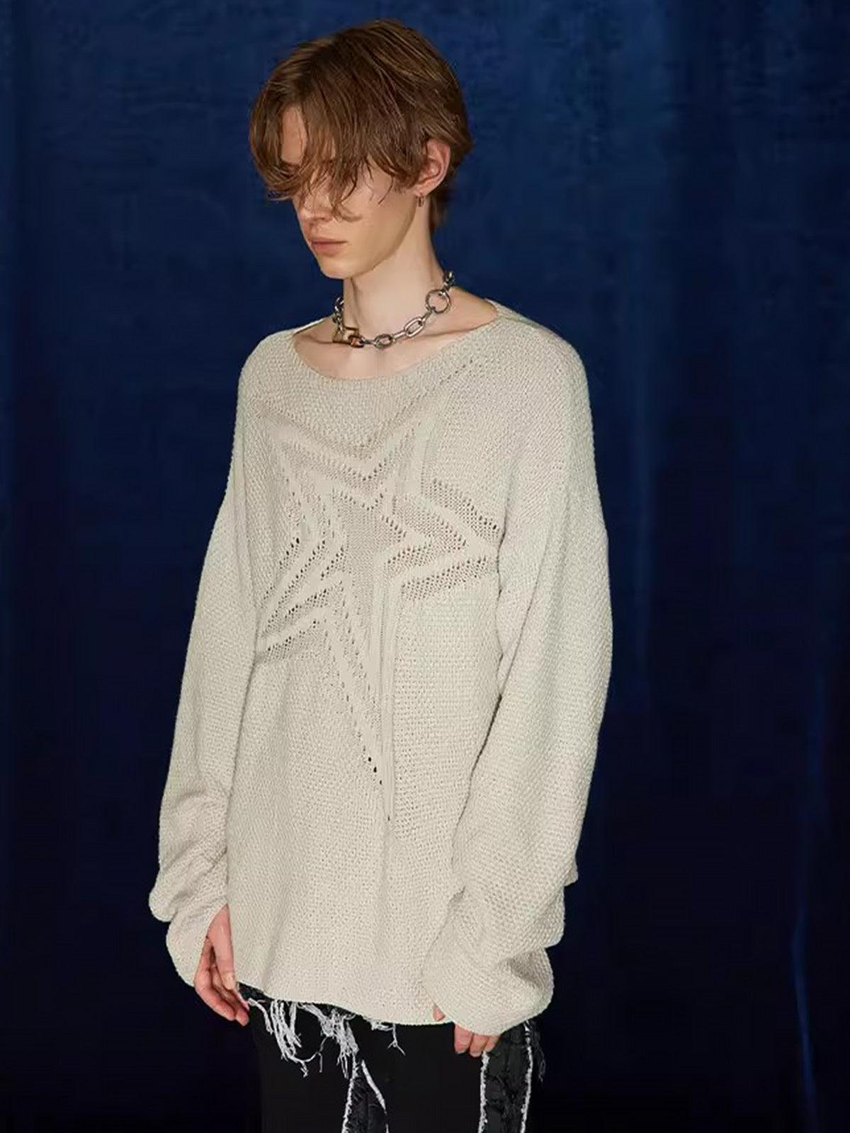 Concert Outfit Star Cutout Boatneck Sweater Concert Outfit Star Cutout Boatneck Sweater