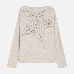 Concert Outfit Star Cutout Boatneck Sweater