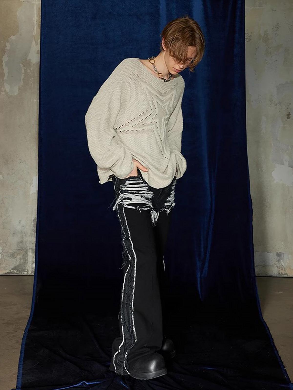 Concert Outfit Star Cutout Boatneck Sweater Concert Outfit Star Cutout Boatneck Sweater