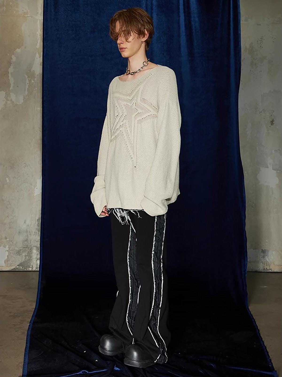 Concert Outfit Star Cutout Boatneck Sweater Concert Outfit Star Cutout Boatneck Sweater