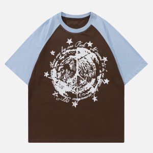 Concert Outfit Star Gothic Leeter Print Tee