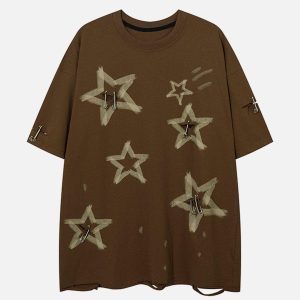 Concert Outfit Star Graffiti Distressed Tee