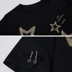 Concert Outfit Star Graffiti Distressed Tee