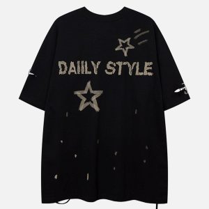 Concert Outfit Star Graffiti Distressed Tee