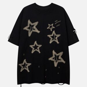 Concert Outfit Star Graffiti Distressed Tee