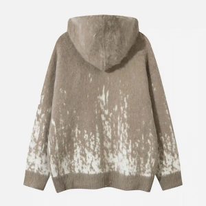 Concert Outfit Star Graffiti Knitted Zip-Up Hoodie