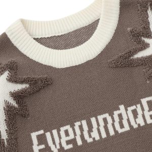 Concert Outfit Star Jacquard Crew Neck Sweater