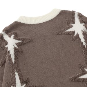 Concert Outfit Star Jacquard Crew Neck Sweater