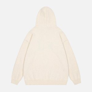 Concert Outfit Star Knit Hooded Zip Up Cardigan Sweater