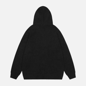 Concert Outfit Star Knit Hooded Zip Up Cardigan Sweater