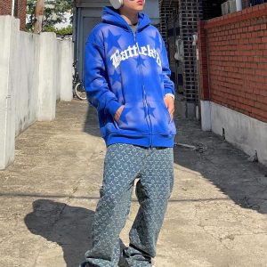 Concert Outfit Star Letter Print Zipper Hoodie Jacket