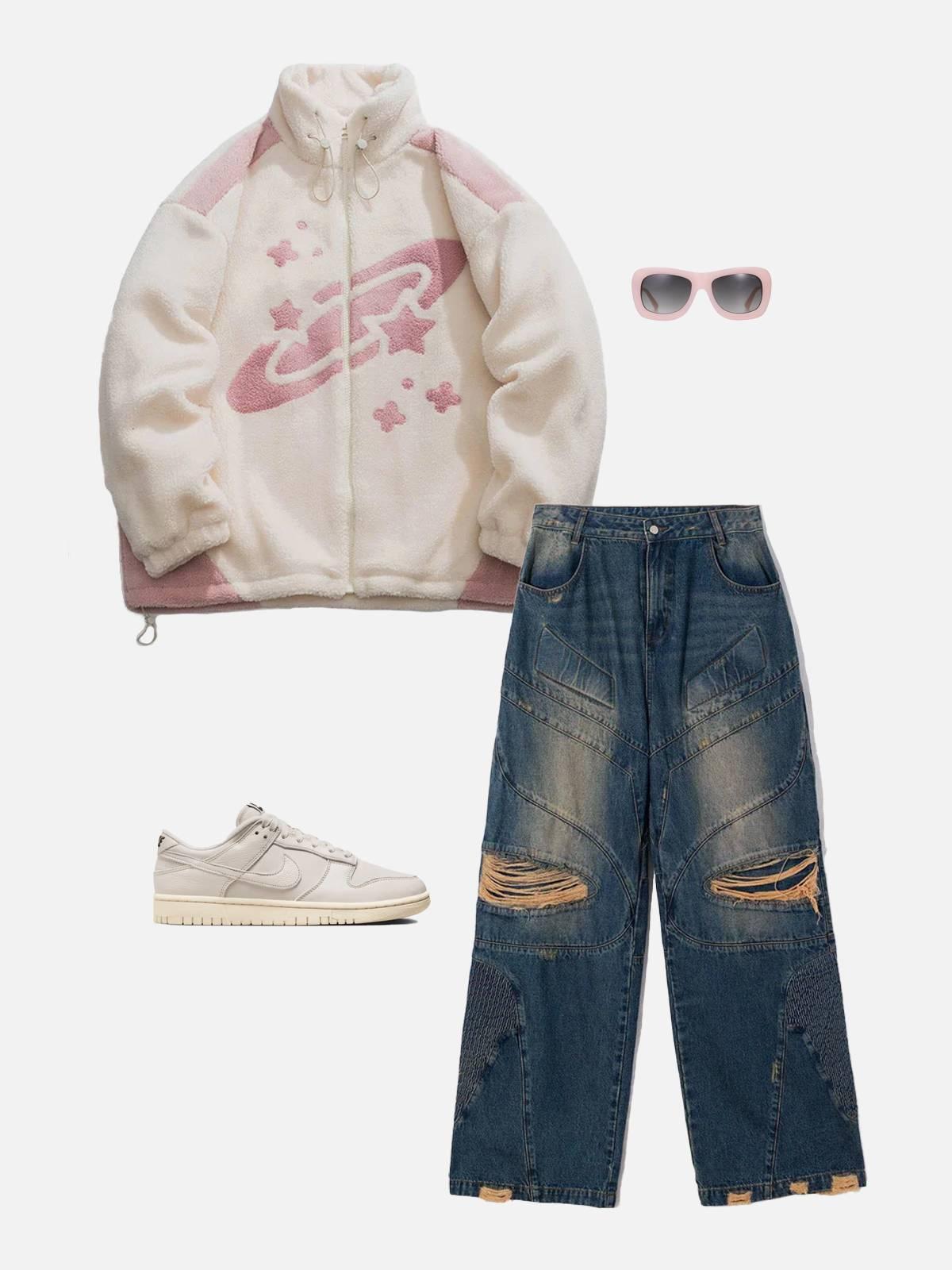 Concert Outfit Star Sky Sherpa Coat Concert Outfit Star Sky Sherpa Coat