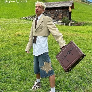 Concert Outfit Star Tassel Patch Gradient Jorts